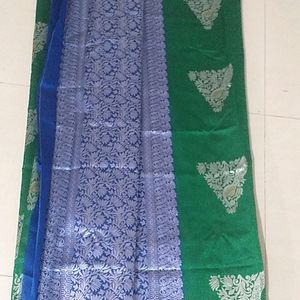 Green Blue Kathpadar Saree