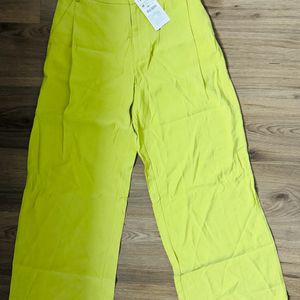 Zara Lime Neon Cotton Linen Trouser