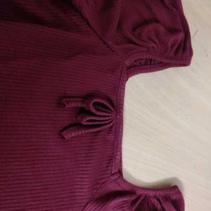 Maroon Ribbed top (XS/S/M)