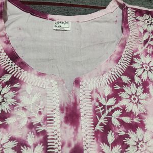 Chikankari Tye And Dye Short Top Totally New