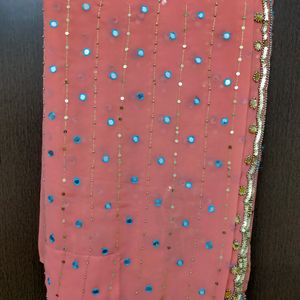 A Beautiful Saree With Preety Work On It