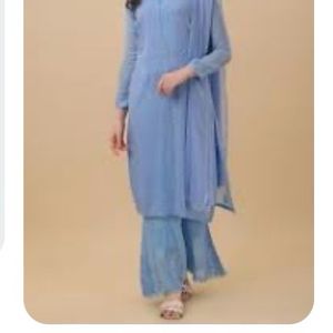 Blue Embroidered Kurta Set (Women's)