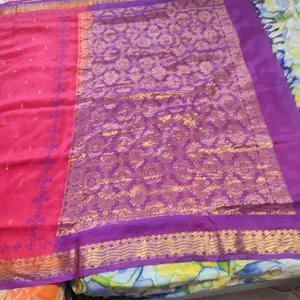 Red And Purple Silk Saree