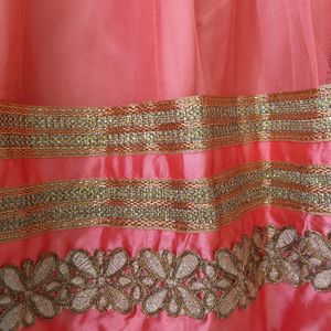 Lehnga Kurti Orange In Colour With Embroidery.