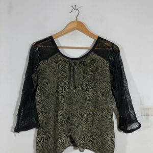 Olive Green Printed Top (Women’s)