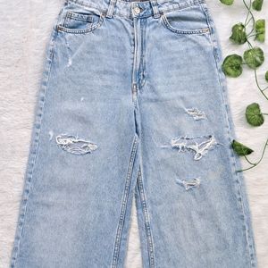 H&M Wide Leg Ripped Jeans