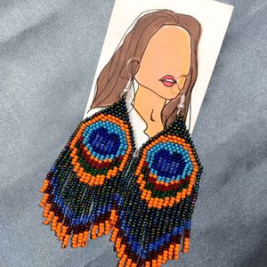 Peacock Feather Earrings (Handmade)