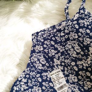 Blue & White Floral Cami Crop Top