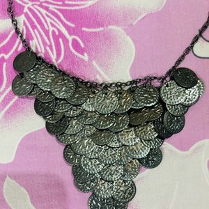 Charcoal Silver Plated Metal Fancy Necklace