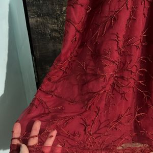 Maroon Or Wine Red Midi Dress