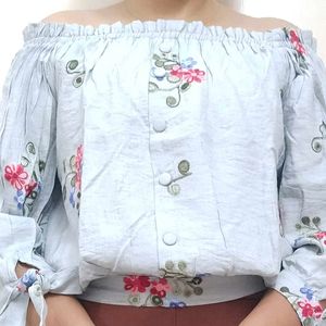 Beautiful Floral Off Shoulder Crop Top