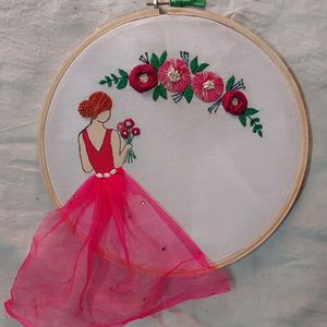 Girly Hand Embroidery Wooden Hoop