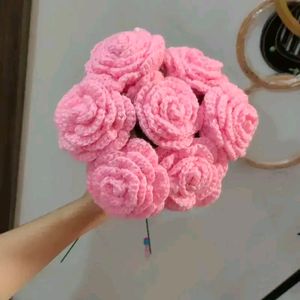 Set Of 6 Crochet Pink Roses 🩷🌹 With Freebie 🎁