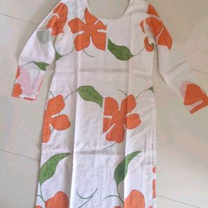 Chanderi Silk Handstitched Design kurta White