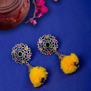 Kalbelia Tribe Pompom Earrings