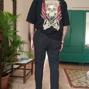 Black Check Fitted Stylish Trousers