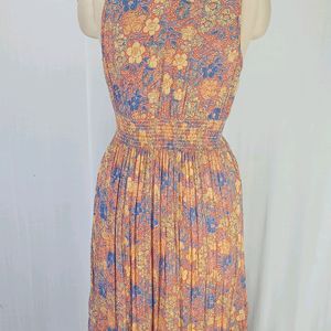 New Rust Floral Ruffle Dress