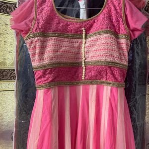 Pink & Cream Anarkali Salwar