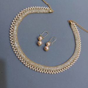 Pearl Crystal Choker Set