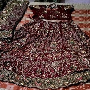 Bridal Lehenga Choli With Dupatta Handwork