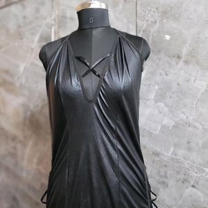 Black Glossy Halter Neck