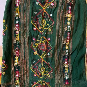 Green embroidery dupatta