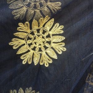 Heavy Embroidered Navy Blue Dupatta