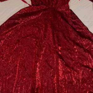 ST Beautiful Red Sequence Gown,Velvet, Dark Re