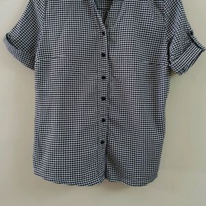 Black and White Checkered Button-Up Shirt