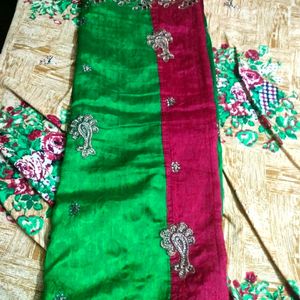 Saree Green& Red Color Combination ❤️💚