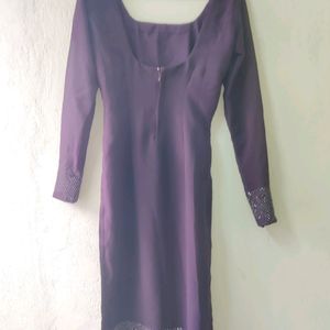 Wine Colored Stitched Kurta