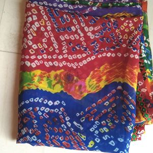 Unused Multi Colour Bandhni Saree