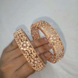 New Two Bangles Women Preach And Orange Colour