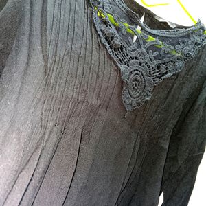 ZUDIO Black Lace Top Full Sleeved