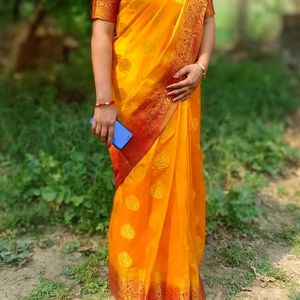 Yellow Chanderi Silk Saree