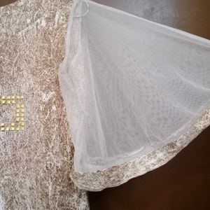 White Beige Top With Net Sleeves