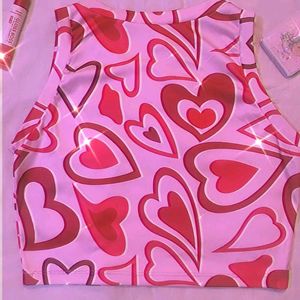 Sss Heart Print Crop Top