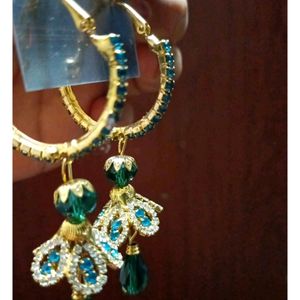 Party Wear Green Blue Jhumka