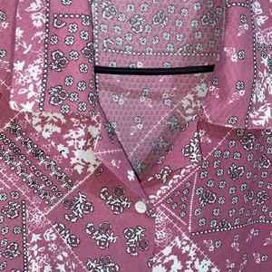 Printed Pin Shirt -with  White Pant Combo