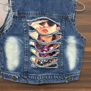 Women Crop Denim Jacket