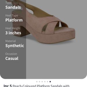 Inc.5 Peach Colour Platform Sandals With Buckles