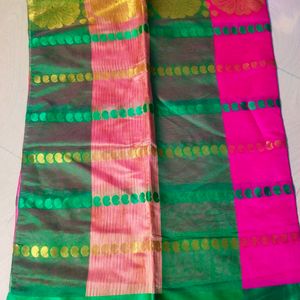 Beautiful Rose Colour Cotton Silk Saree