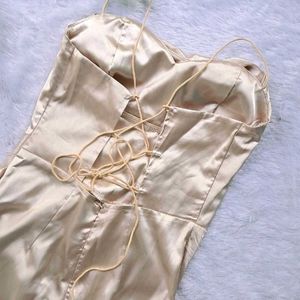 Urbanic New Beige Corset Slit Dress