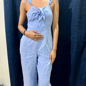 Zara Linen Blue Jumpsuit XS