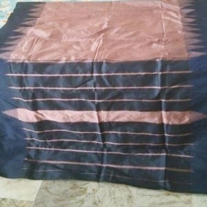 Brand new silk blue border saree attached फॉल