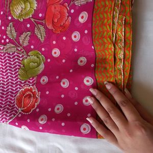 New Pink Printed Saree