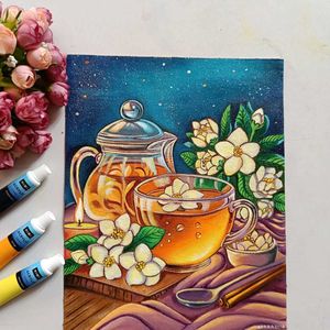 Tea Kettle Painting On Canvas Sheet