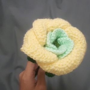 Large Butter Yellow Crochet Rose