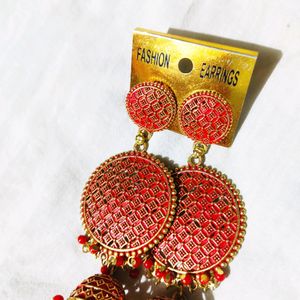 Red Alloy Long Beautiful Jhumkas....🥀