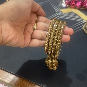 Golden Bangles With Latkan